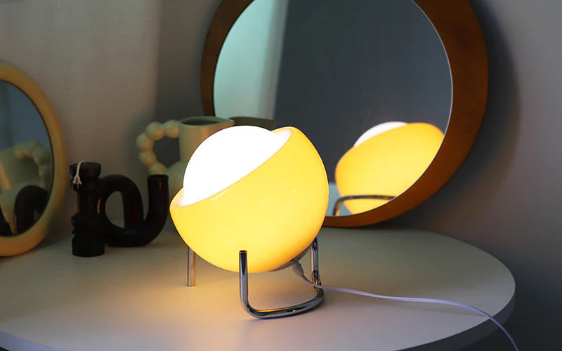 Table Lamp Frosted Glass Globe Tilt Adjustable Warm LED