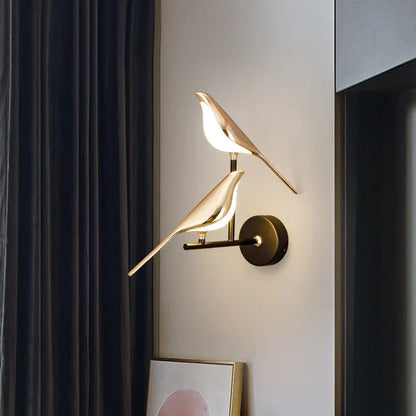 Table Lamp Golden Bird Sculpture Integrated LED