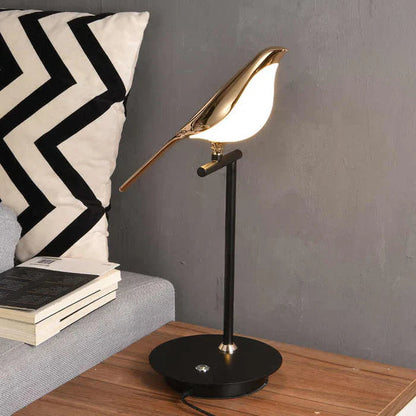 Table Lamp Golden Bird Sculpture Integrated LED