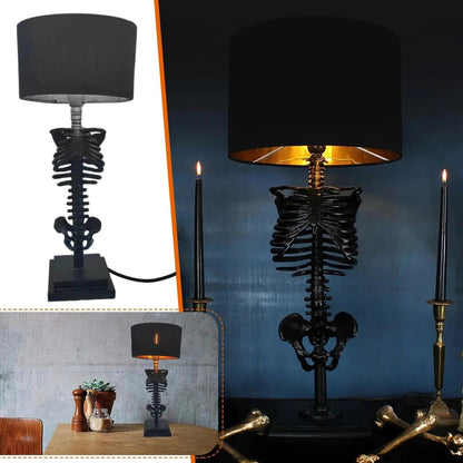 Table Lamp Gothic Skeleton Handcrafted Resin & Metal