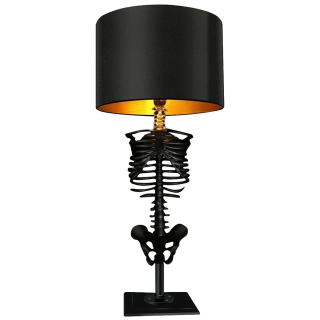 Table Lamp Gothic Skeleton Handcrafted Resin & Metal