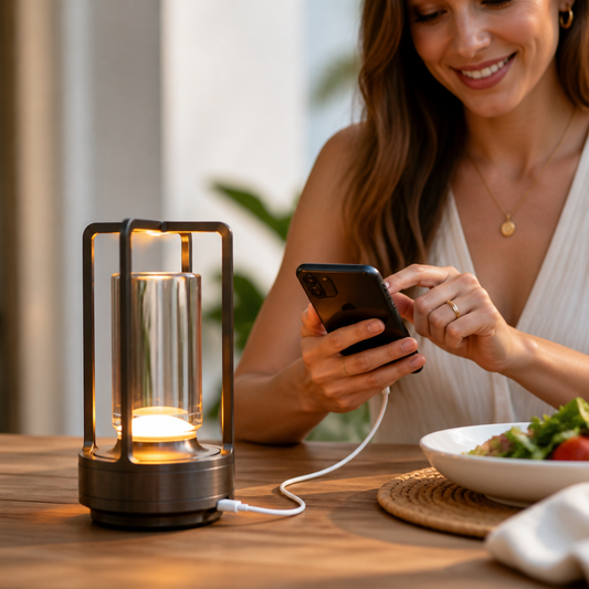 Table Lamp Hand-Cut Crystal Rechargeable Touch Dimmer
