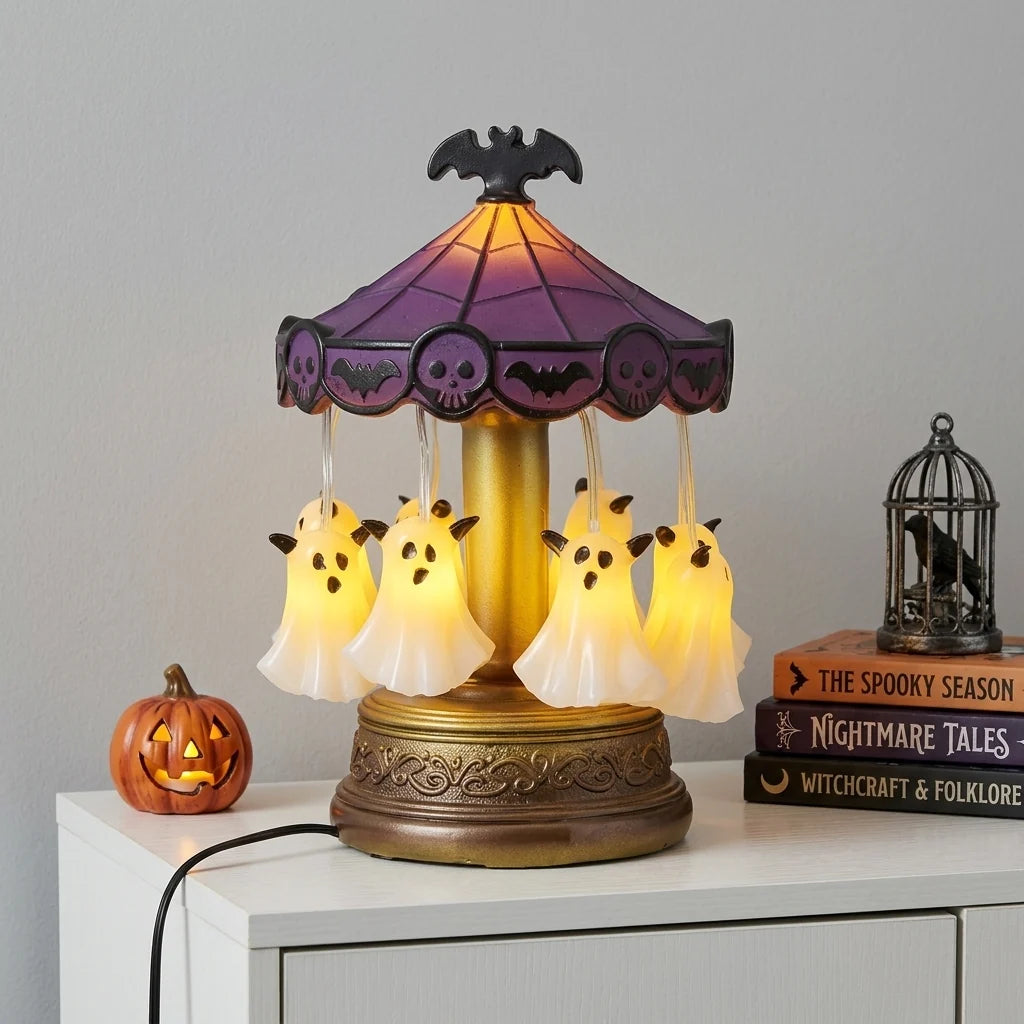 Table Lamp Handcrafted Ghost Shade USB Rechargeable Warm White Glow