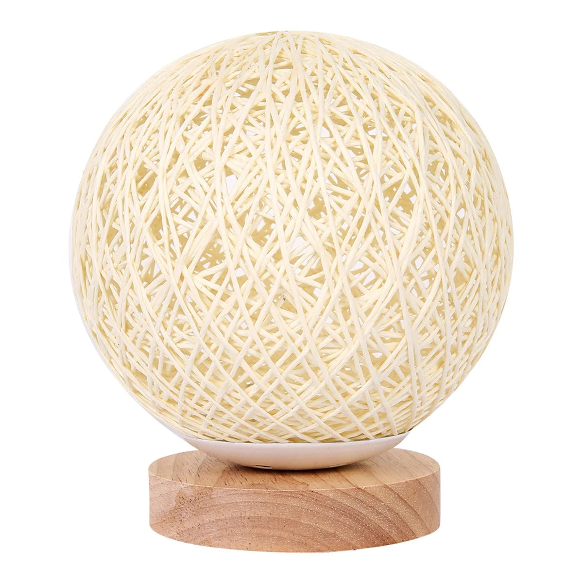 Table Lamp Handwoven Rattan Dimmable USB-Powered