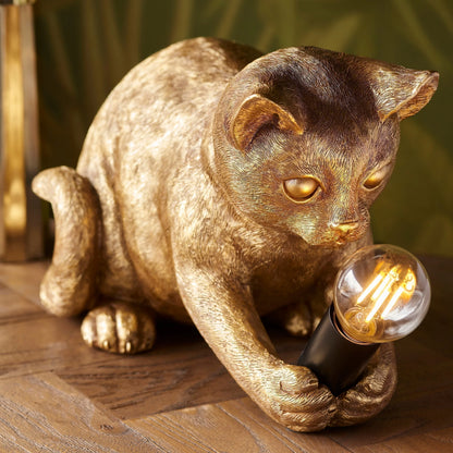 Table Lamp Kitten Design Resin With Inline Switch