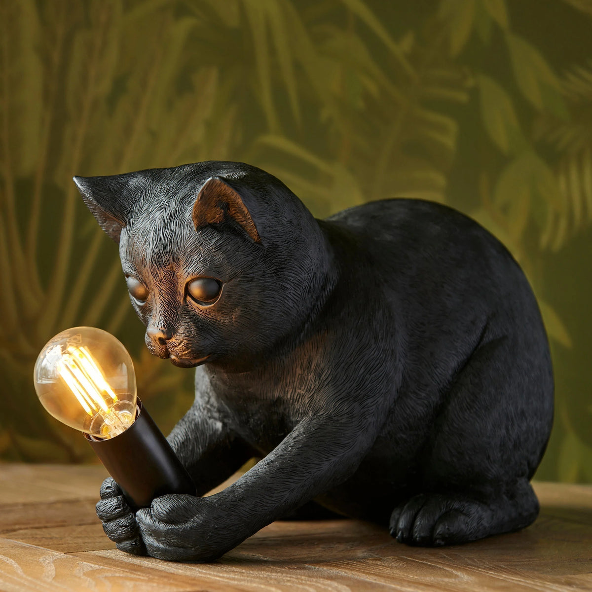 Table Lamp Kitten Design Resin With Inline Switch