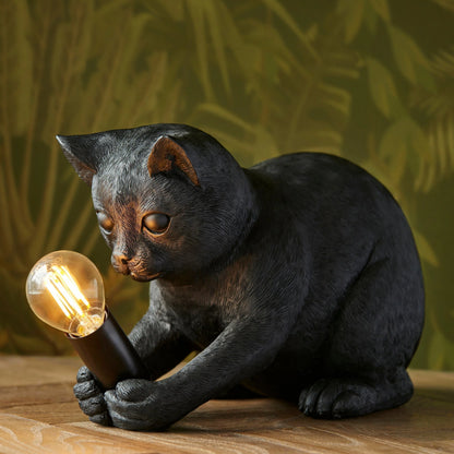 Table Lamp Kitten Design Resin With Inline Switch