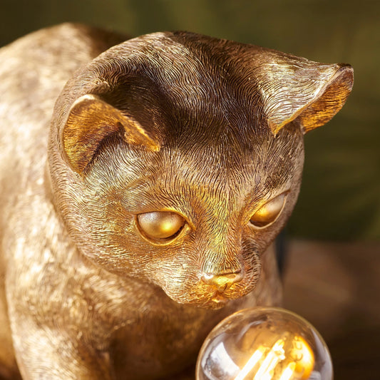 Table Lamp Kitten Design Resin With Inline Switch