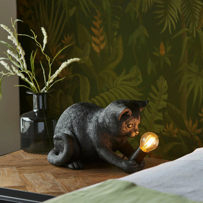 Table Lamp Kitten Design Resin With Inline Switch