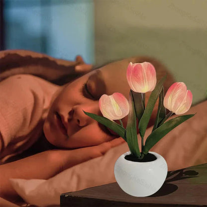 Table Lamp Lifelike Tulip USB-Powered Warm LED