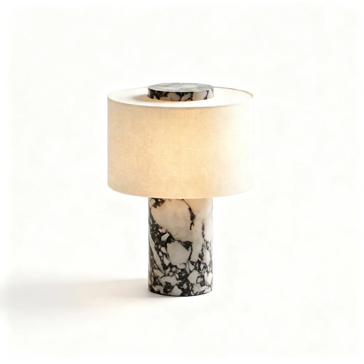 Table Lamp Marble Base Rechargeable Touch Control Linen Shade