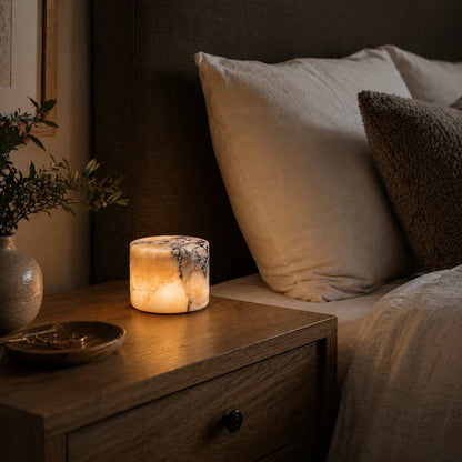 Table Lamp Marble Design Cordless Rechargeable Touch Control