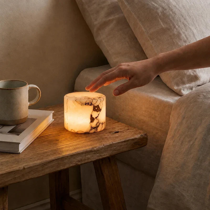 Table Lamp Marble Design Cordless Rechargeable Touch Control