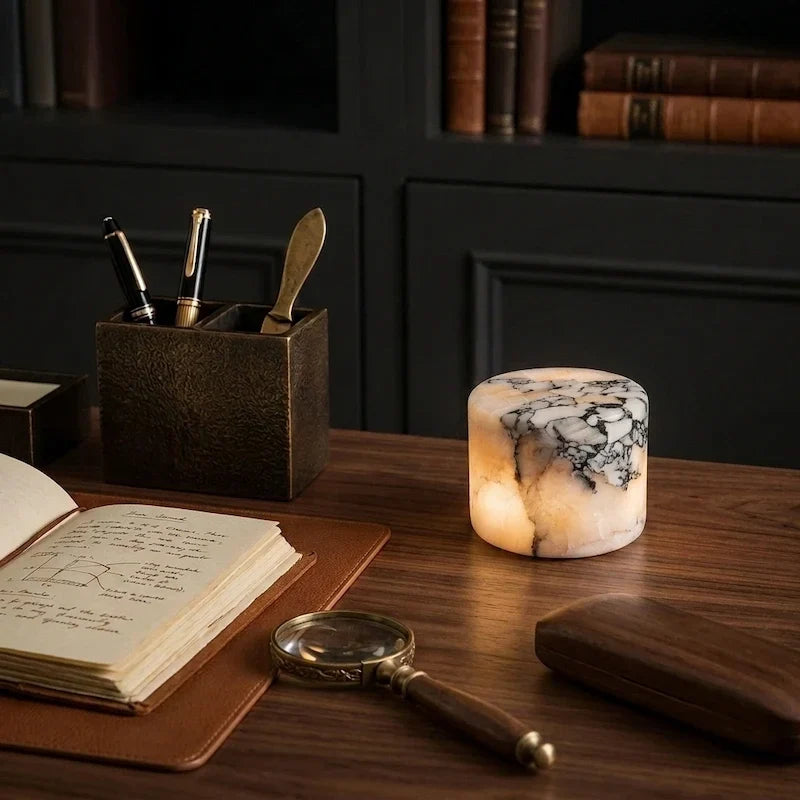 Table Lamp Marble Design Cordless Rechargeable Touch Control