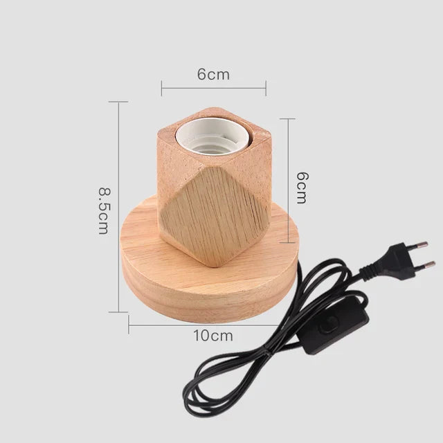 Table Lamp Natural Wood Warm LED Bulb Included