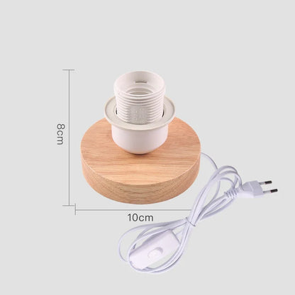 Table Lamp Natural Wood Warm LED Bulb Included