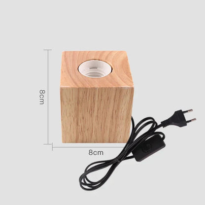 Table Lamp Natural Wood Warm LED Bulb Included