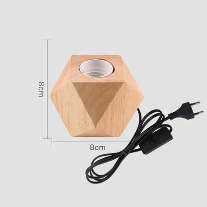 Table Lamp Natural Wood Warm LED Bulb Included