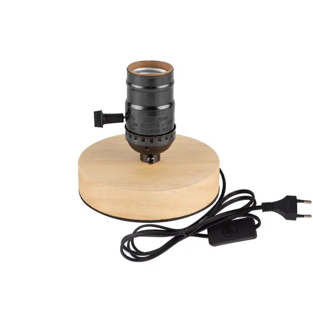 Table Lamp Natural Wood Warm LED Bulb Included