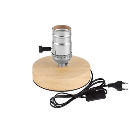 Table Lamp Natural Wood Warm LED Bulb Included