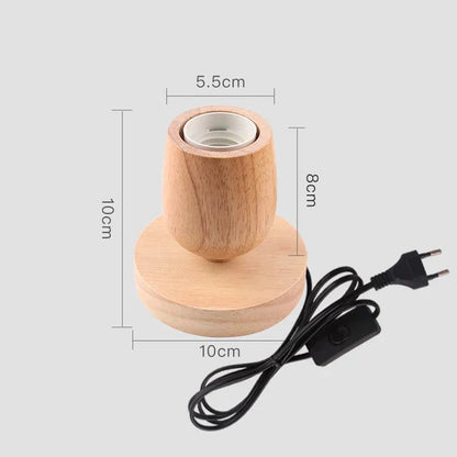 Table Lamp Natural Wood Warm LED Bulb Included