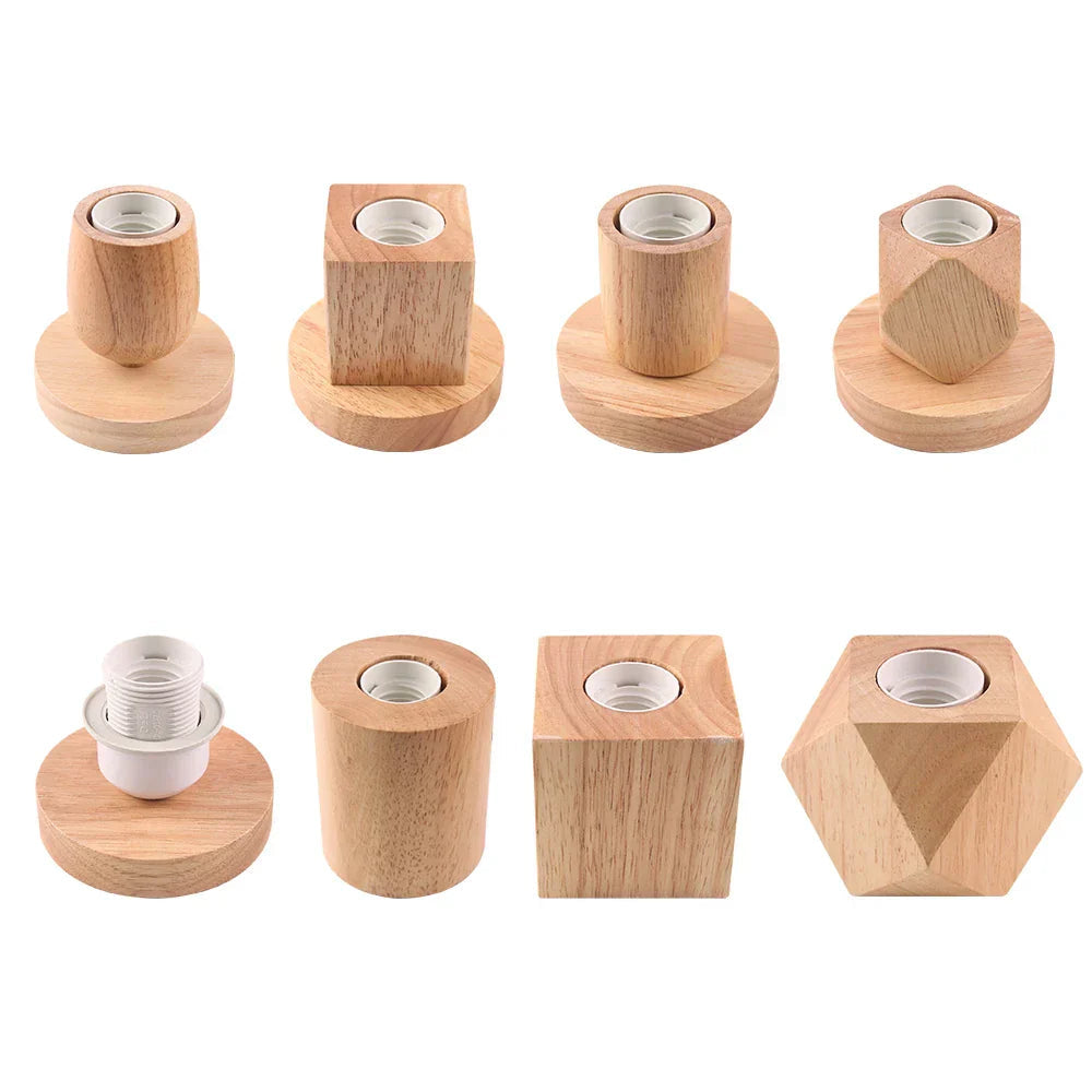 Table Lamp Natural Wood Warm LED Bulb Included