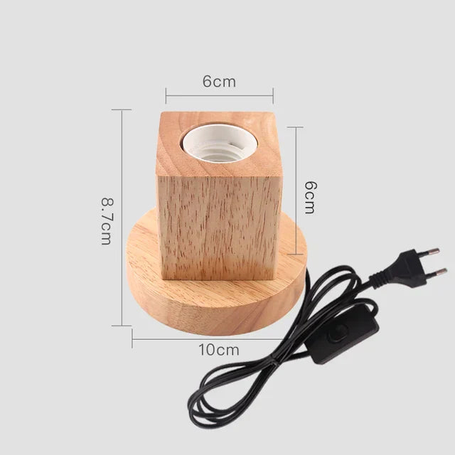 Table Lamp Natural Wood Warm LED Bulb Included