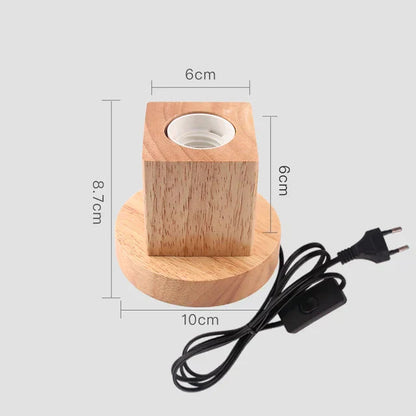 Table Lamp Natural Wood Warm LED Bulb Included