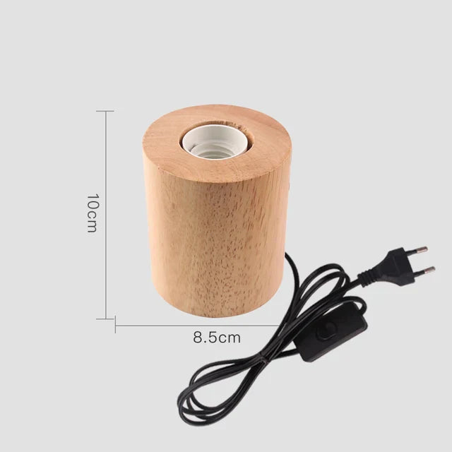 Table Lamp Natural Wood Warm LED Bulb Included