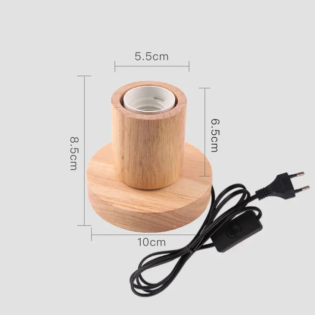 Table Lamp Natural Wood Warm LED Bulb Included