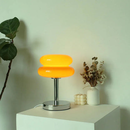 Table Lamp Patterned Glass Integrated LED & USB