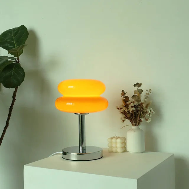 Table Lamp Patterned Glass Integrated LED & USB