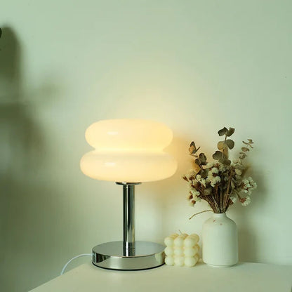 Table Lamp Patterned Glass Integrated LED & USB