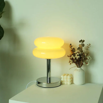 Table Lamp Patterned Glass Integrated LED & USB
