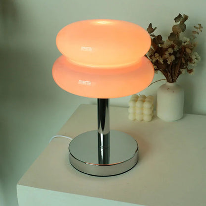 Table Lamp Patterned Glass Integrated LED & USB