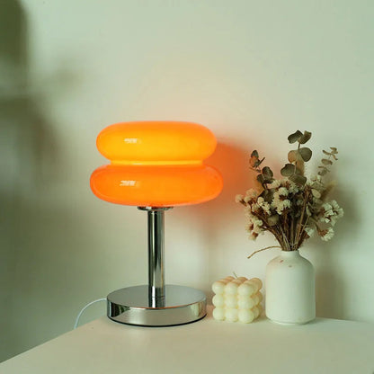 Table Lamp Patterned Glass Integrated LED & USB