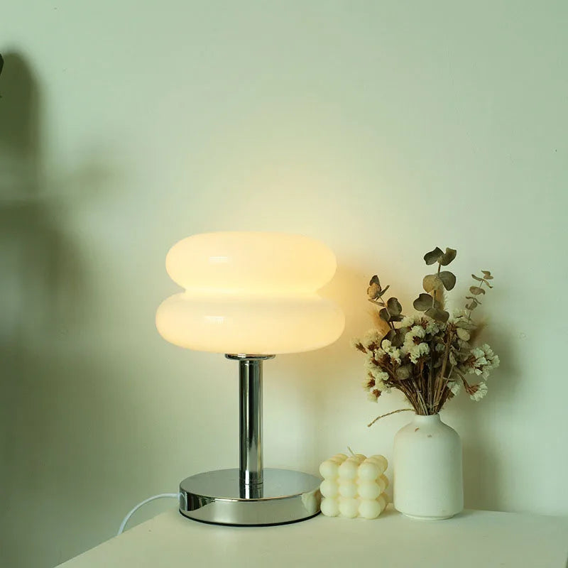 Table Lamp Patterned Glass Integrated LED & USB