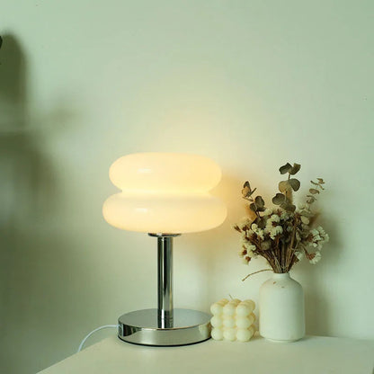Table Lamp Patterned Glass Integrated LED & USB