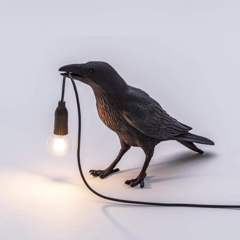 Table Lamp Raven Sculpture Warm Ambient Light