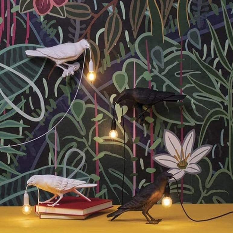 Table Lamp Raven Sculpture Warm Ambient Light