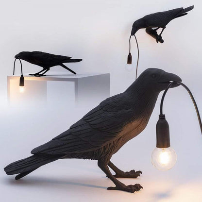 Table Lamp Raven Sculpture Warm Ambient Light