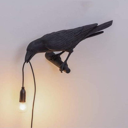 Table Lamp Raven Sculpture Warm Ambient Light