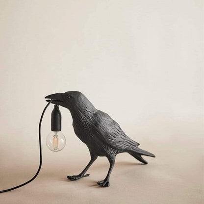 Table Lamp Raven Sculpture Warm Ambient Light