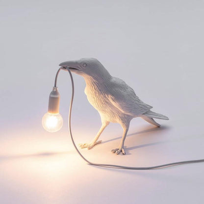 Table Lamp Raven Sculpture Warm Ambient Light
