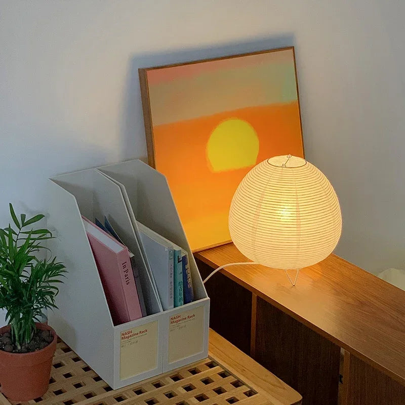 Table Lamp Rice Paper Shade Integrated LED & USB Powered