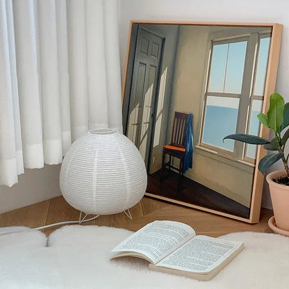 Table Lamp Rice Paper Shade Integrated LED & USB Powered
