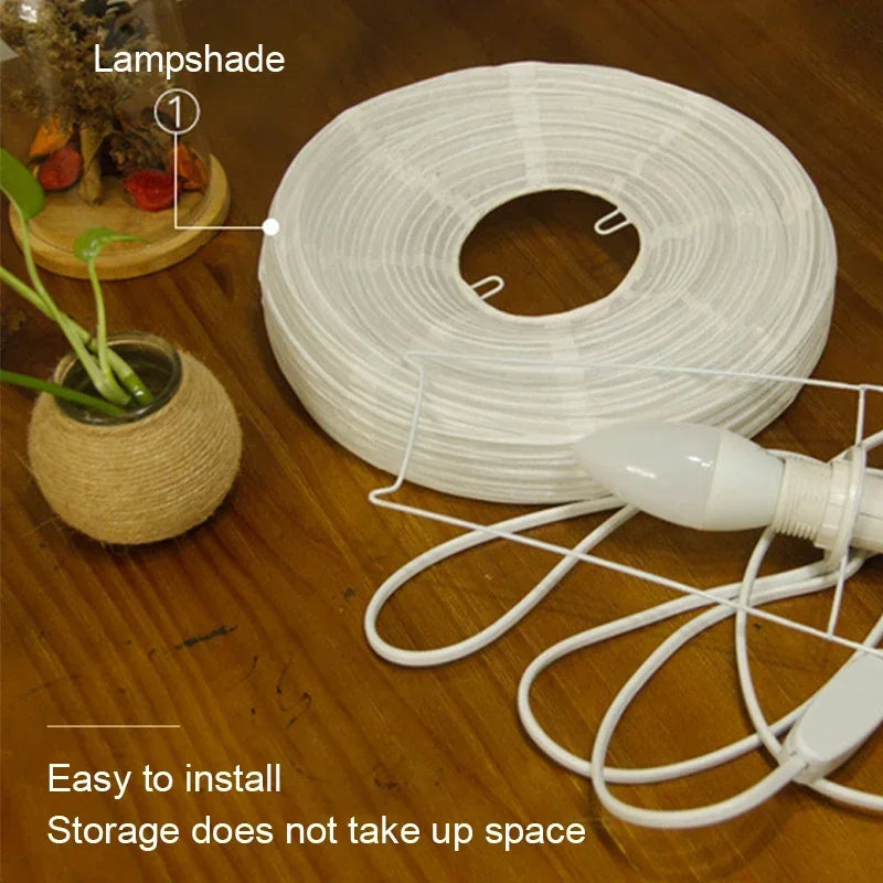 Table Lamp Rice Paper Shade Integrated LED & USB Powered