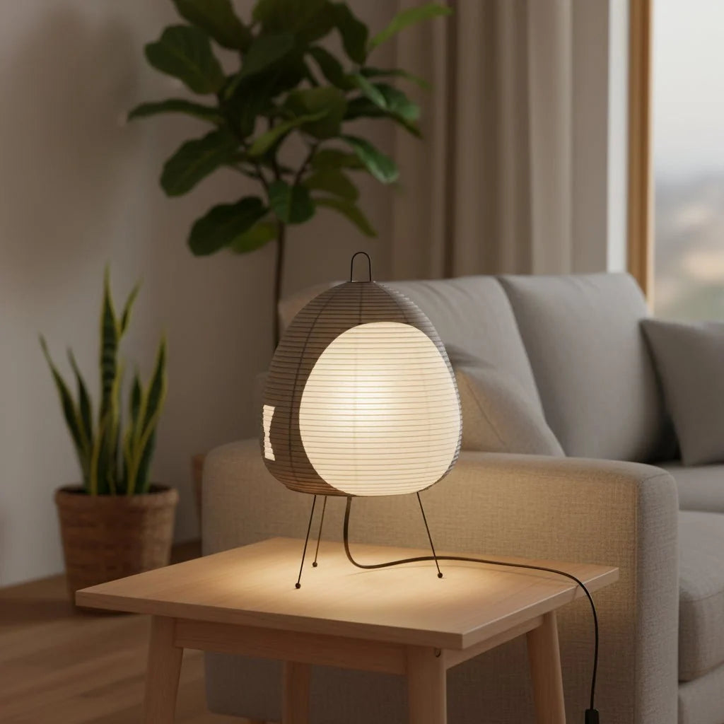 Table Lamp Rice Paper Shade Soft Ambient Lighting