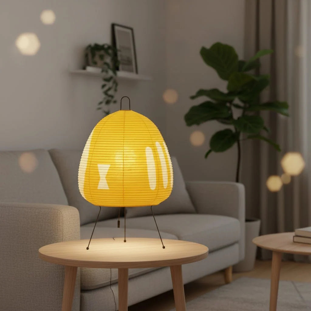 Table Lamp Rice Paper Shade Soft Ambient Lighting