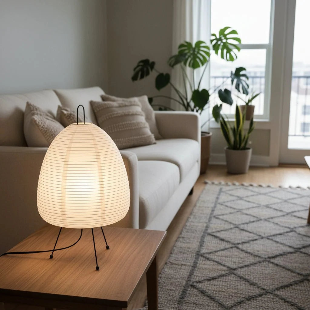 Table Lamp Rice Paper Shade Soft Ambient Lighting